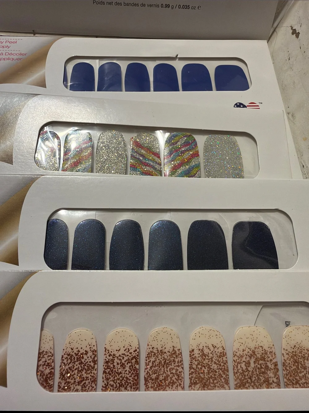 Color Street Mixed Nail Polish Strips - Blue, Gold, Silver, Pink Shades